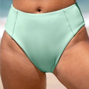 BERLOOK Cyan Ribbed Seam Full Coverage Bikini Bottom ONLY 21